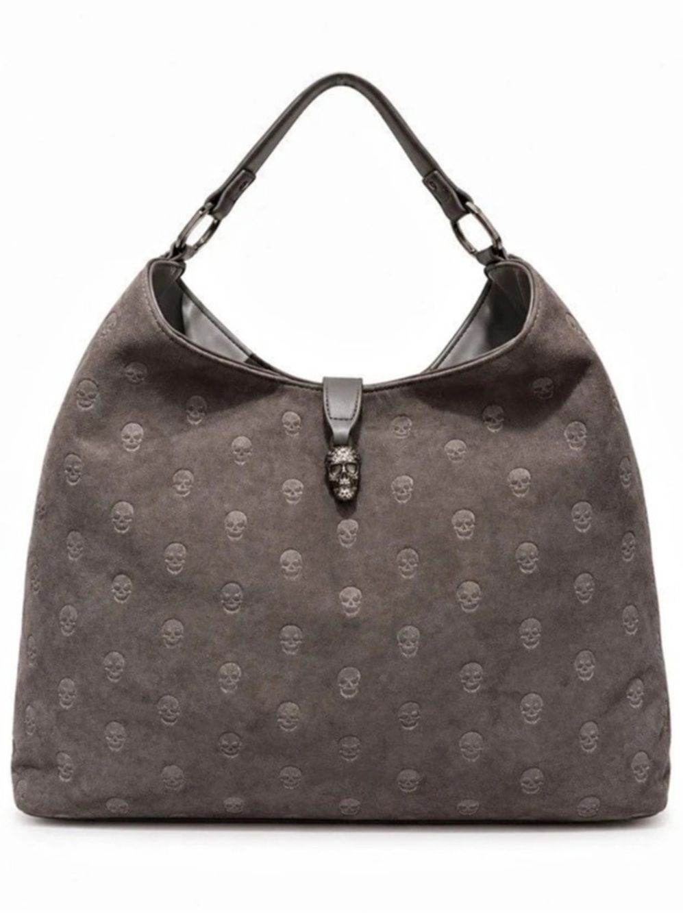XOTELLY Betsey Johnson Skull Pattern Shoulder Bag in Gray NWT